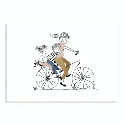 Affiche Balade à Vélo Fille et Garçon