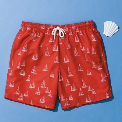 Washed Coral Nautical Print Shorts