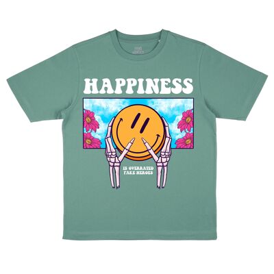 Camiseta extragrande Happiness en verde salvia