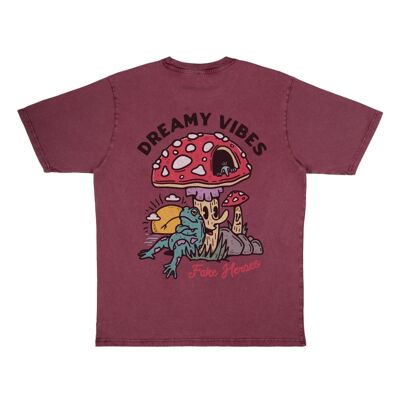 Übergroßes T-Shirt „Dreamy Vibes“ in Burgunderrot