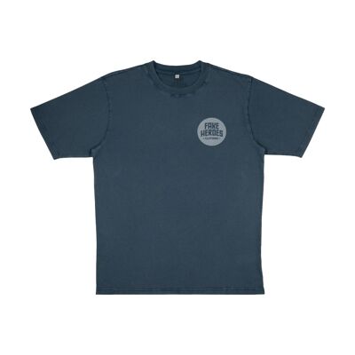 T-shirt à logo surdimensionné bleu délavé