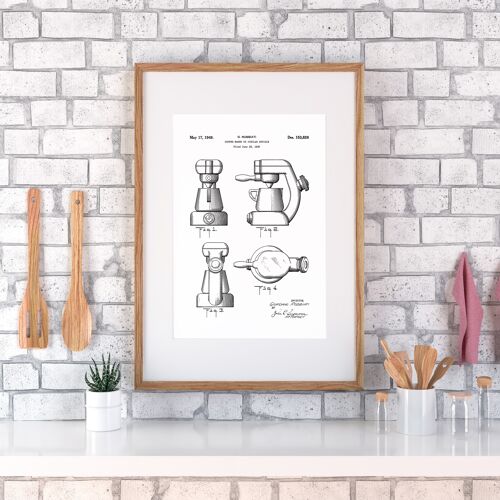 Patent drawing print: Coffee maker