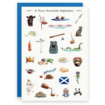 Un biglietto di auguri con alfabeto molto scozzese