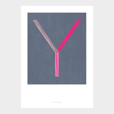 A5 Wall Art Print | Initial Letter Print Y