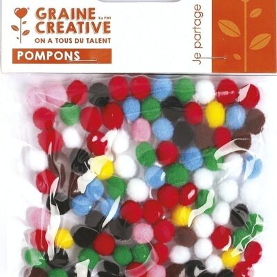 100 POMPONS ASSORTIMENT Ø7  ACRYLIQUE