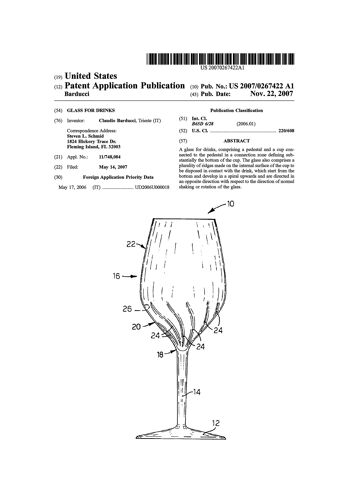 Impression de dessin brevet: Verre à vin 2