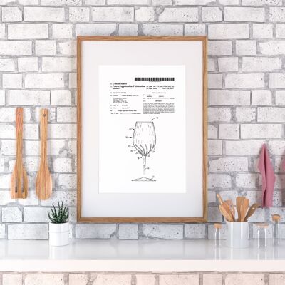 Patent drawing print: Wine glass