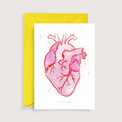 Mini impresión de arte de corazón de anatomía | Tarjeta de nota de ilustración