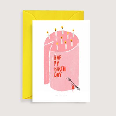 Mini impresión de arte de pastel de cumpleaños | Tarjeta de nota de ilustración