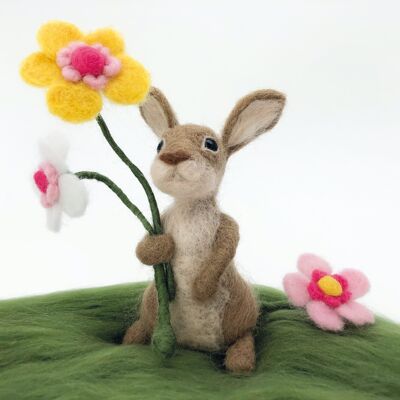 Needle Felted Easter Bunny kit. Craft kit for adults and teens. Learn how to make a felted rabbit.