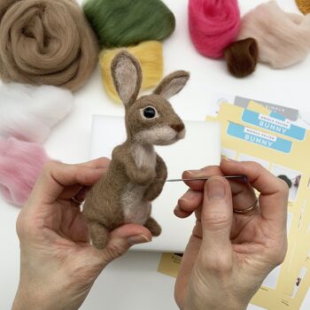 Kit de lapin de Pâques feutré à l'aiguille. Kit de bricolage pour adultes et adolescents. Apprenez à faire un lapin feutré. 4
