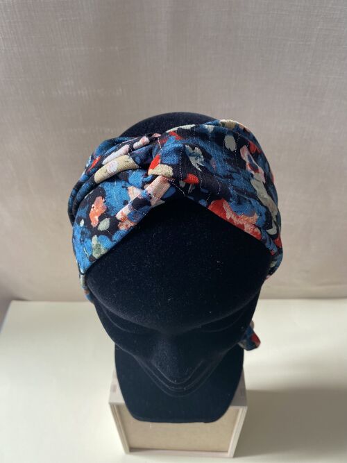 Headband et ceinture Joséphine motif fleurettes lurex marine