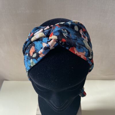 Joséphine headband and belt with navy lurex flower pattern