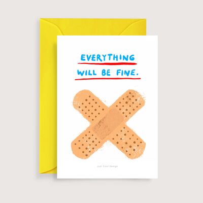 Todo estará bien mini impresión de arte | Tarjeta de nota de ilustración