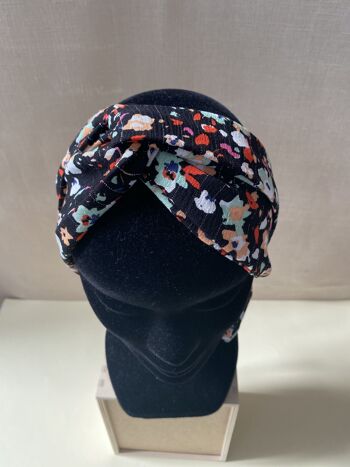 Headband ceinture Joséphine motif fleurettes lurex noir 1
