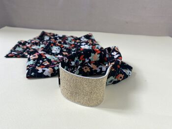 Headband ceinture Joséphine motif fleurettes lurex noir 3
