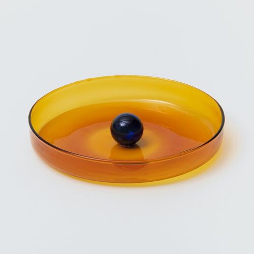 Medium Bubble Dish - Amber and Cobalt