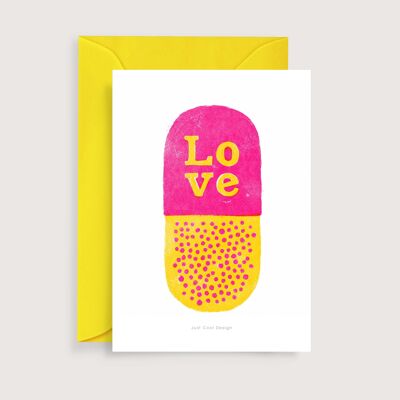 Love pill mini art print | Carte de correspondance d'illustration