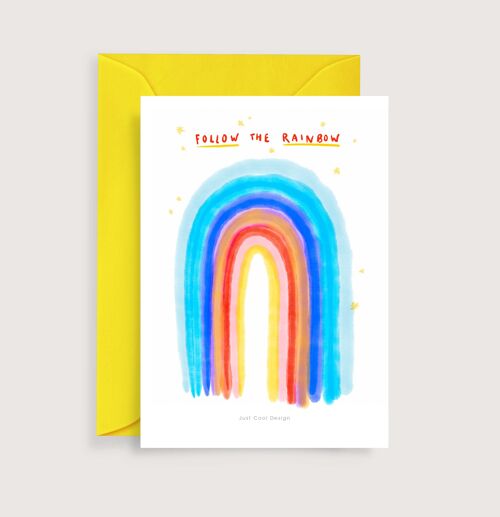 Blue rainbow mini art print | Illustration note card