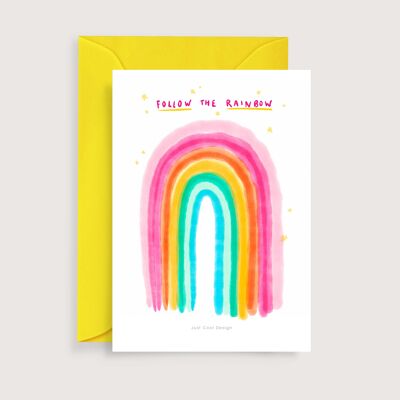 Pink rainbow mini art print | Illustration note card