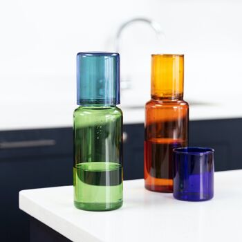 Carafe en Verre Duo Tone - Vert et Bleu 8