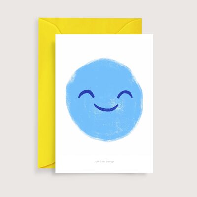 Blauer Emoticon-Mini-Kunstdruck | Illustrationsanmerkungskarte