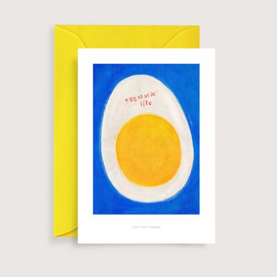 Mini impresión de arte Eggstatic life | Tarjeta de nota de ilustración