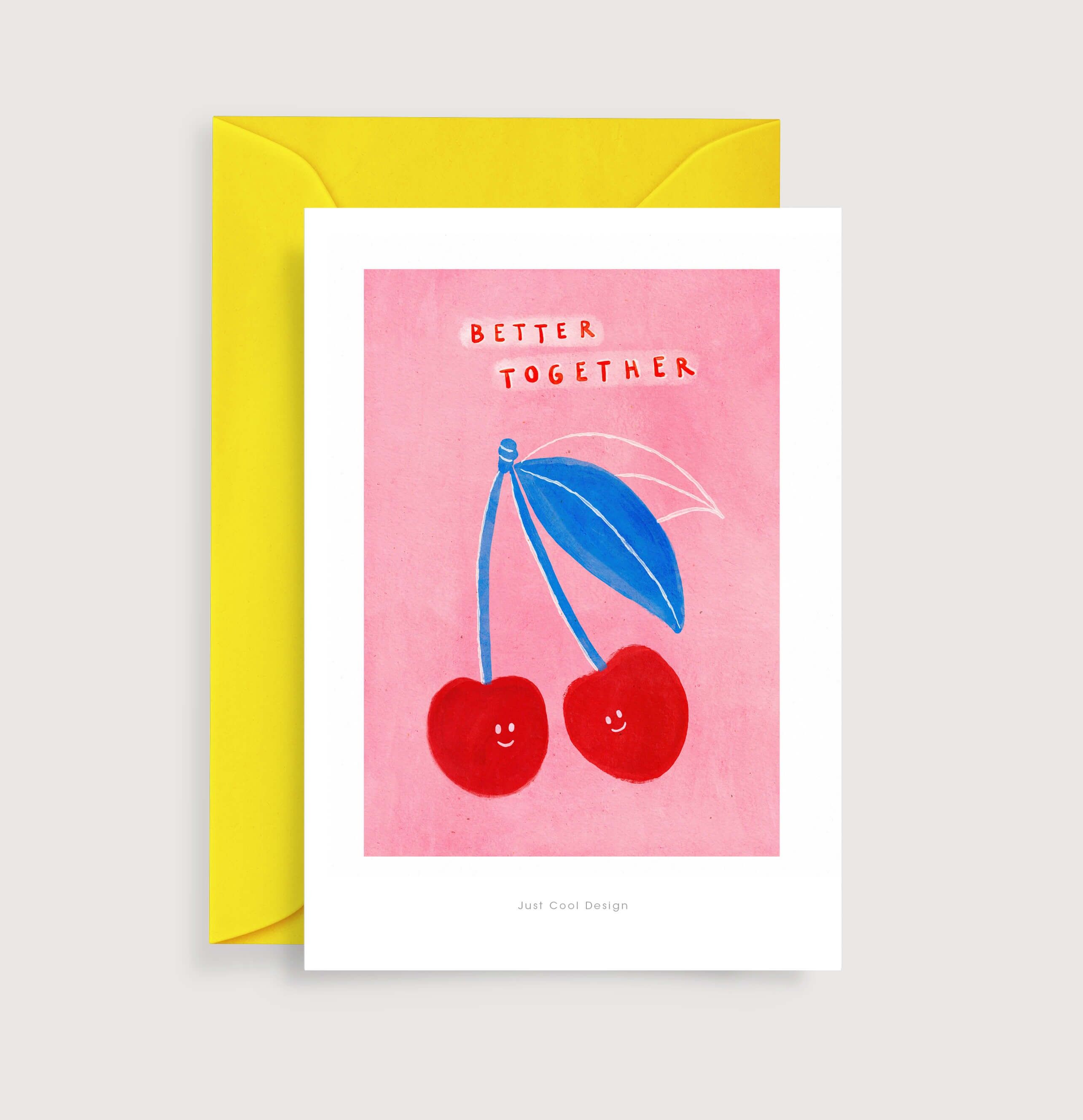 Mini impresión de arte mejor juntos | Tarjeta de nota de ilustración