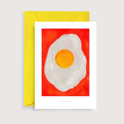 Mini stampa d'arte dell'uovo fritto | Scheda di nota dell'illustrazione