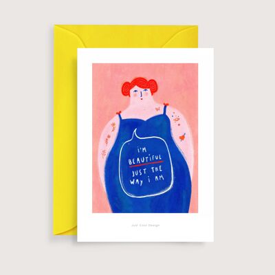 I am beautiful mini art print | Illustration note card