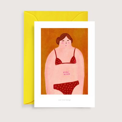 Sexy Hündin Mini-Kunstdruck | Illustrationsanmerkungskarte