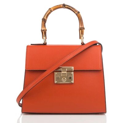 Megan Orange Bamboo Lederhandtasche