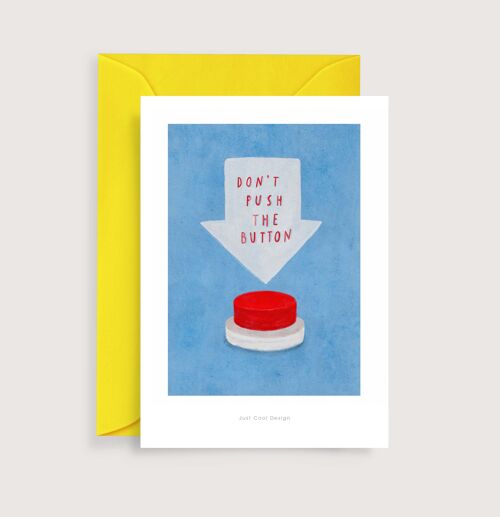 Don't push the button mini art print | Illustration note card