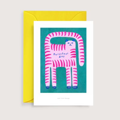 Purrrfect day mini art print | Illustration note card