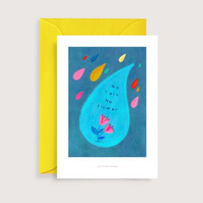 Kein Regen, keine Blumen Mini-Kunstdruck | Illustrationsanmerkungskarte