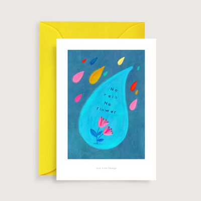 No rain no flowers mini art print | Illustration note card