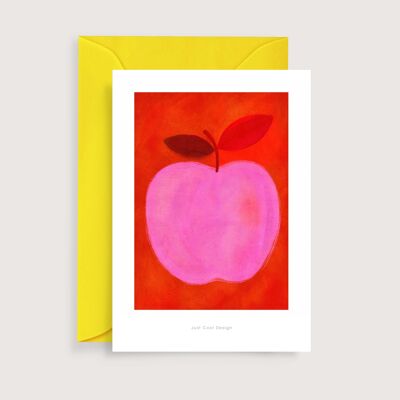 Pink apple mini art print | Illustration note card