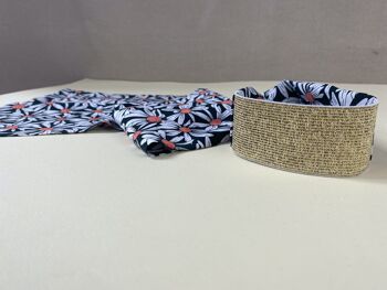 Headband et ceinture Joséphine motif marguerites noir 3