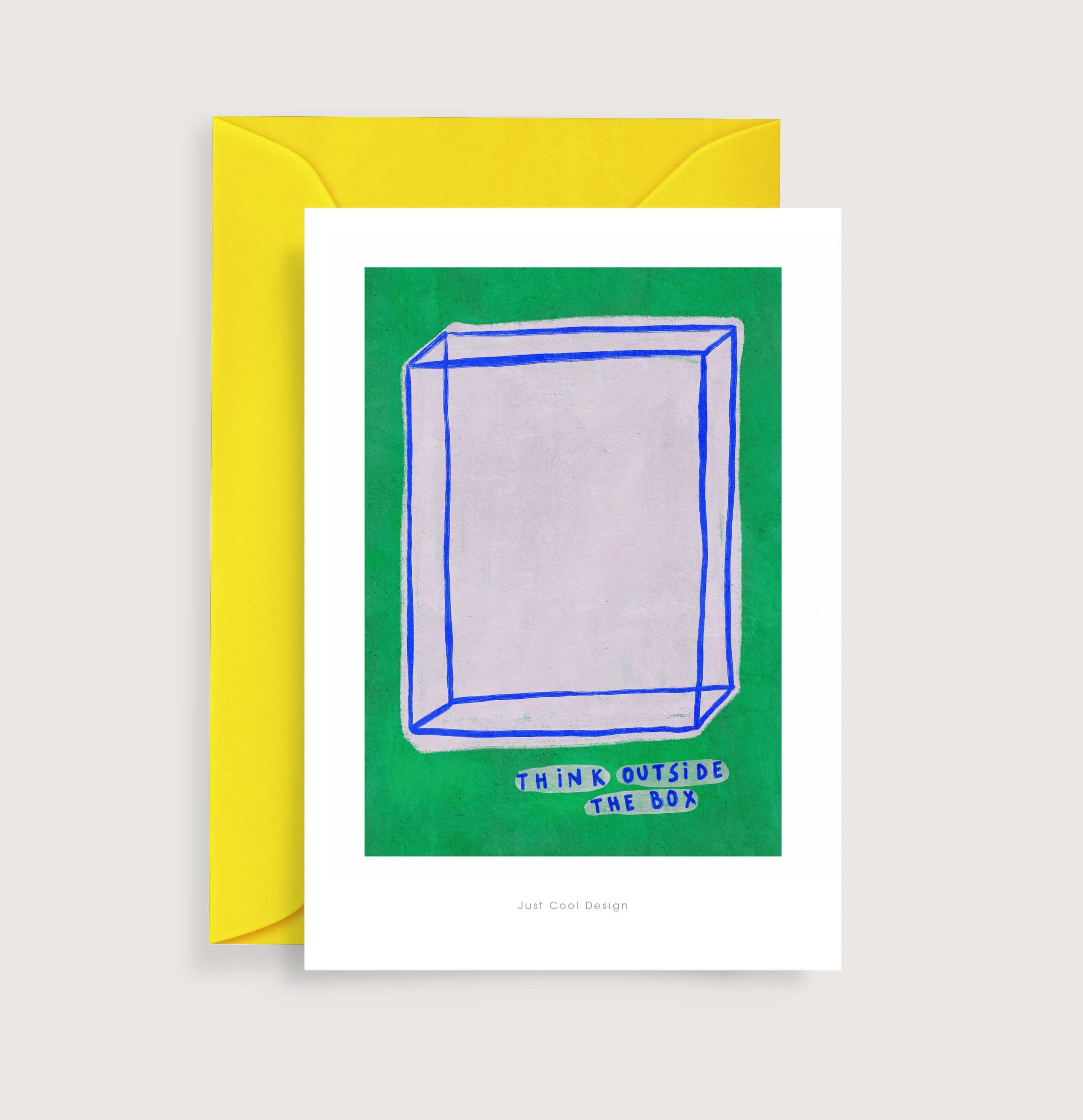 Piense fuera de la mini impresión del arte de la caja | Tarjeta de nota de ilustración