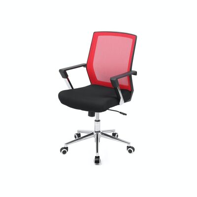 Bureaustoel met rood-zwarte netstof bekleding