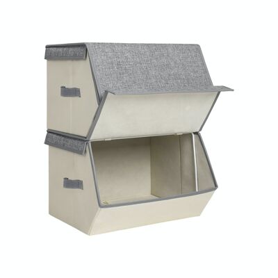 Set of 2 foldable boxes with beige lids