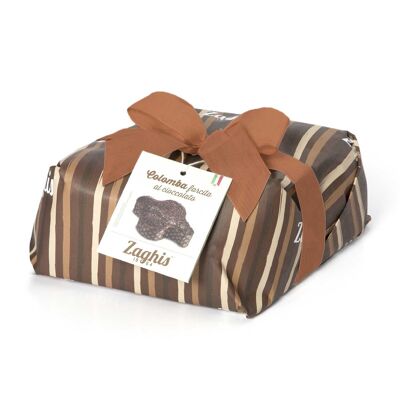 EASTER COLOMBA STUFFED WITH CHOCOLATE CREAM ZAGHIS G. 800. Traditional Italian Easter dessert. Handcrafted production. Hand wrapped.