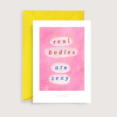 Los cuerpos reales son una mini impresión de arte sexy | Tarjeta de nota de ilustración