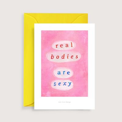 Los cuerpos reales son una mini impresión de arte sexy | Tarjeta de nota de ilustración