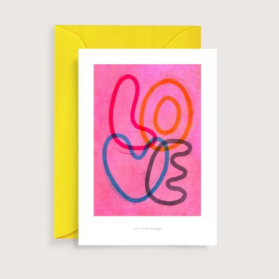 Amore mini stampa d'arte tipografica | Scheda di nota dell'illustrazione