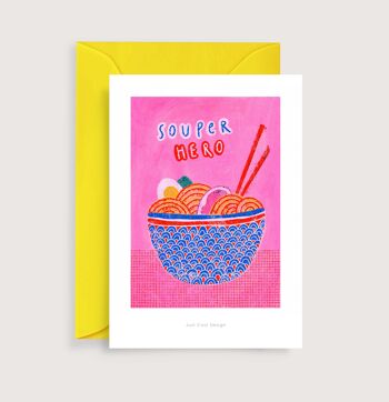 Mini-impression d'art Soup-er hero | Carte de correspondance d'illustration 1