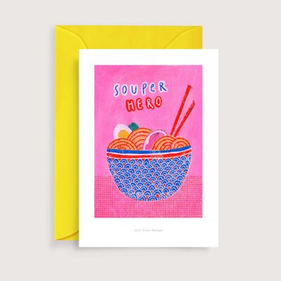 Soup-er hero mini art print | Illustration note card