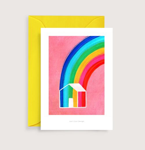 Rainbow house mini art print | Illustration note card