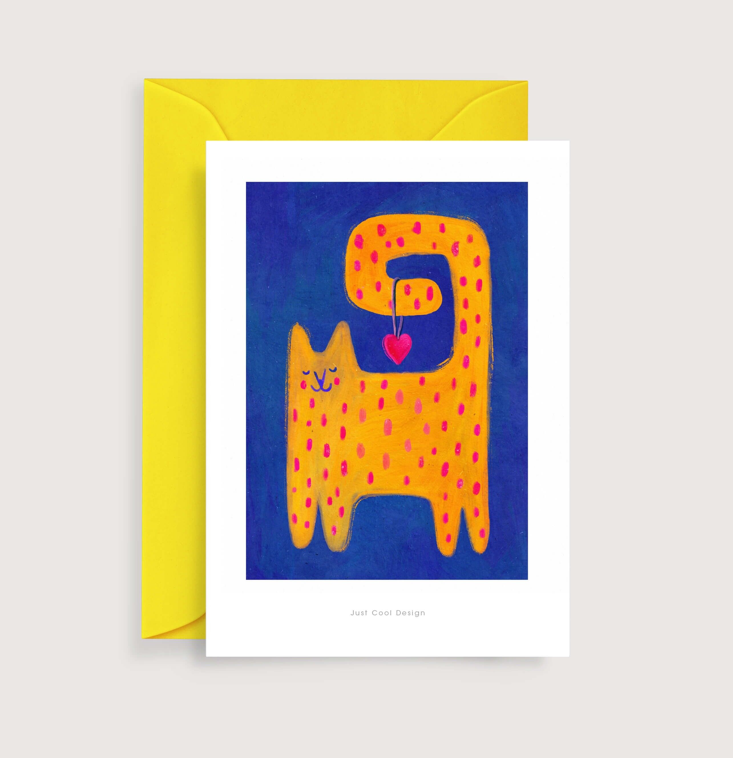 Mini lamina di gatto e cuore | Etichetta di nota illustrativa