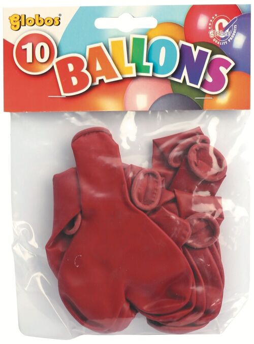 SACHET 10 BALLONS CŒUR ROUGE